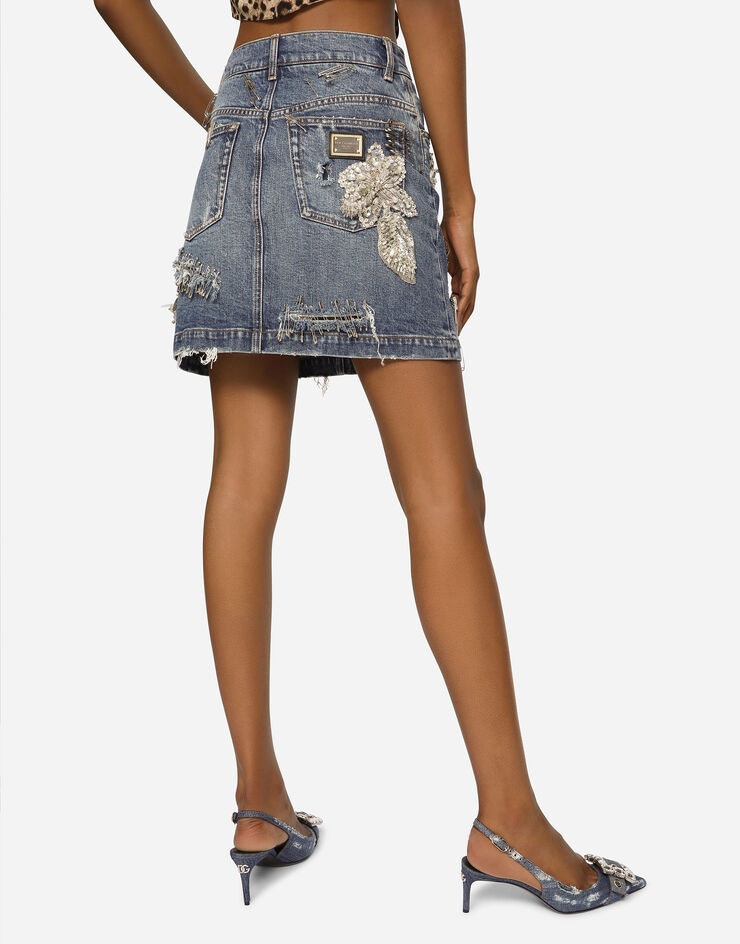 Patchwork denim miniskirt - 3