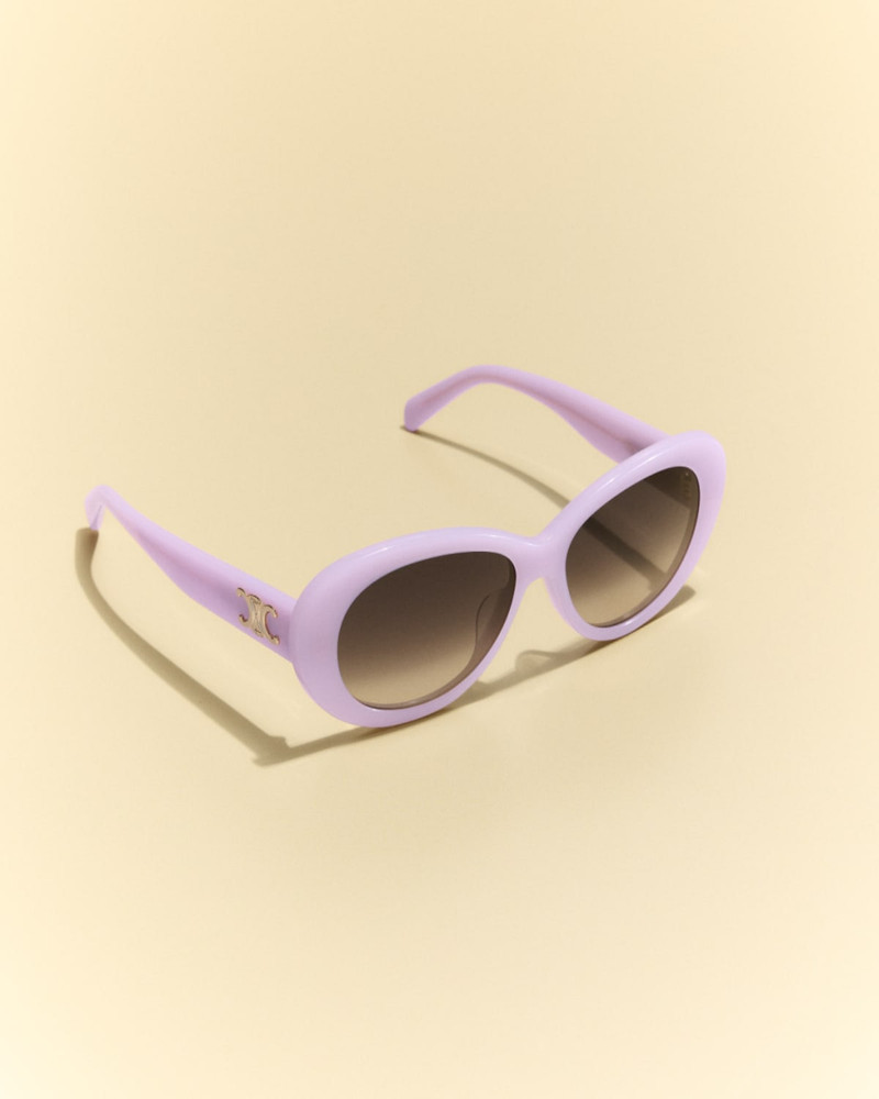CELINE Triomphe Logo Oval Acetate Sunglasses outlook