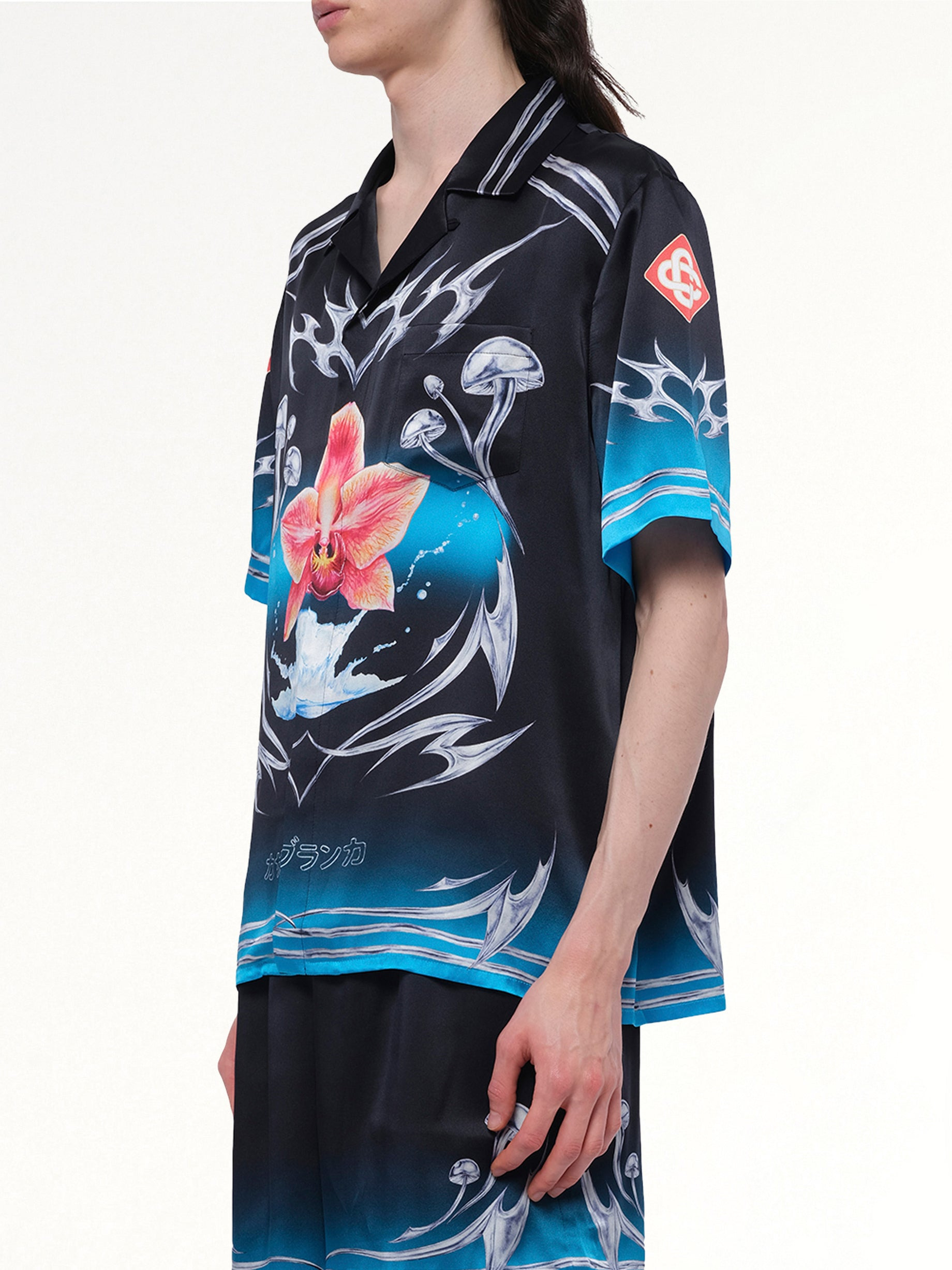 Silk Satin Blades Shirt in Multicolour - 3