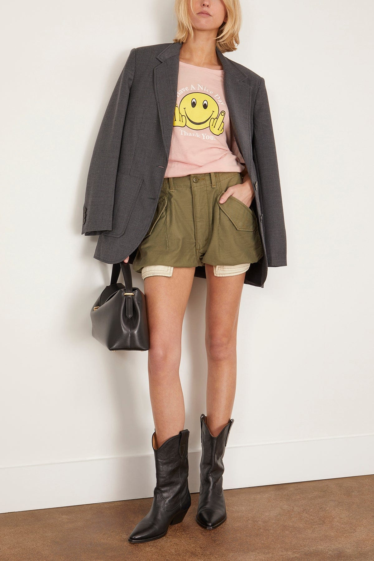 Marianne Cargo Short in Olive Sateen - 2