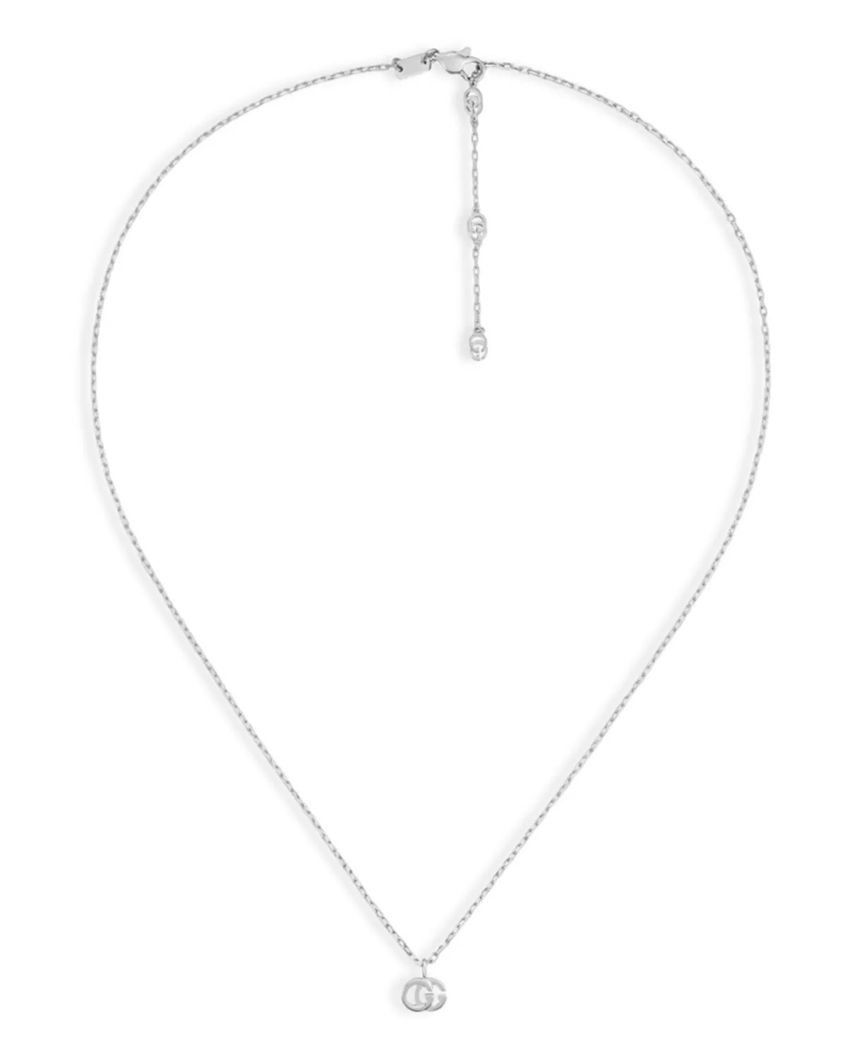 18K White Gold Running G Diamond Necklace, 16.5" - 1