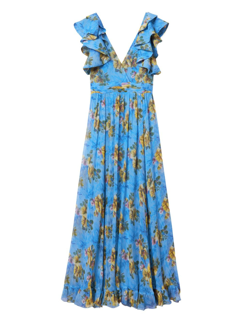 ruffled-details floral-print maxi dress - 2
