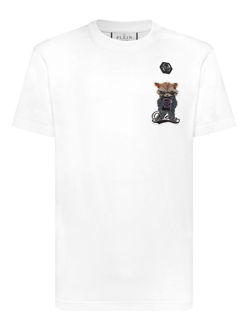 raccoon-embroidered crew-neck T-shirt 1