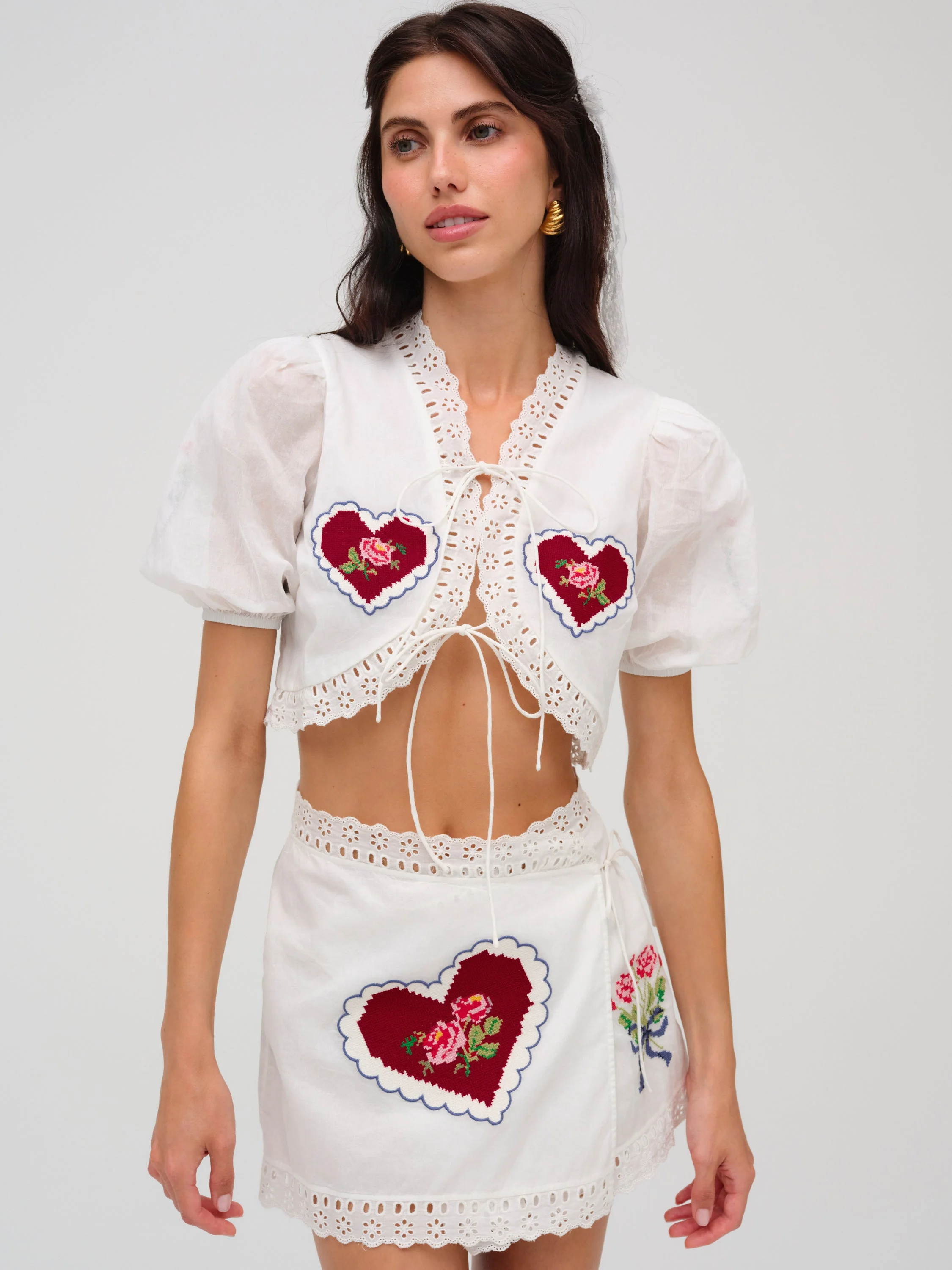Mi Amore Embroidered Mini Skirt - 1