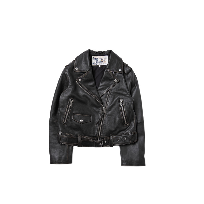 Greta Biker Leather Jacket Black - 9
