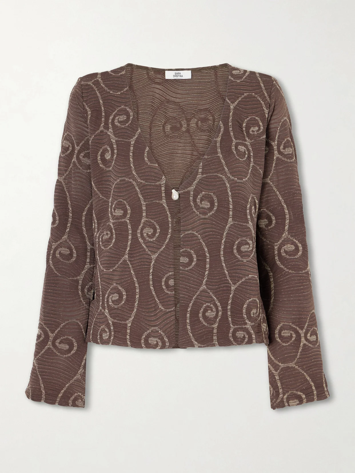Arerna Textured Metallic Knitted Cardigan - 1