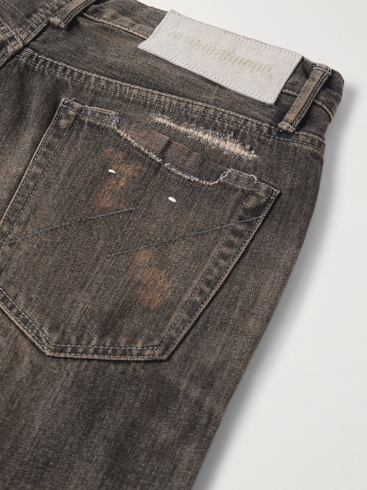 Savage Wide-Leg Distressed Selvedge Jeans Black - 4