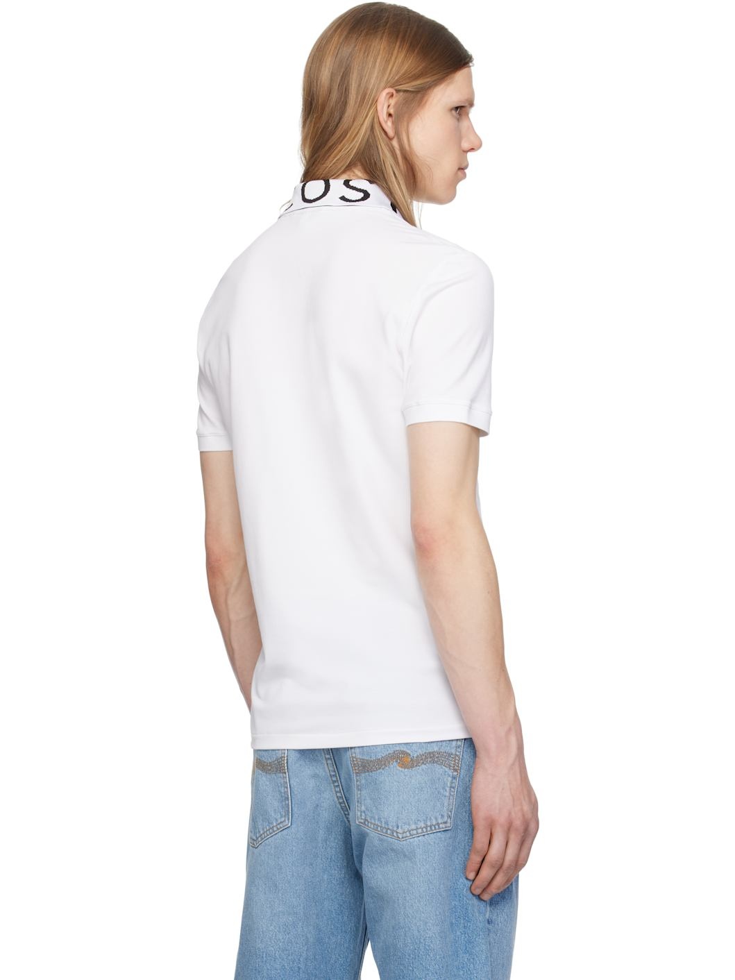 White Slim Fit Branded Polo - 3