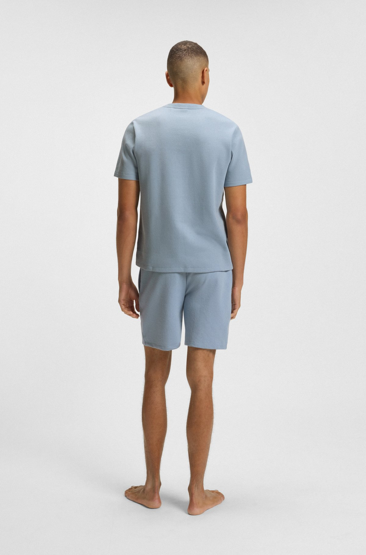 WAFFLE-STRUCTURED PAJAMA T-SHIRT WITH EMBROIDERED LOGO - 4