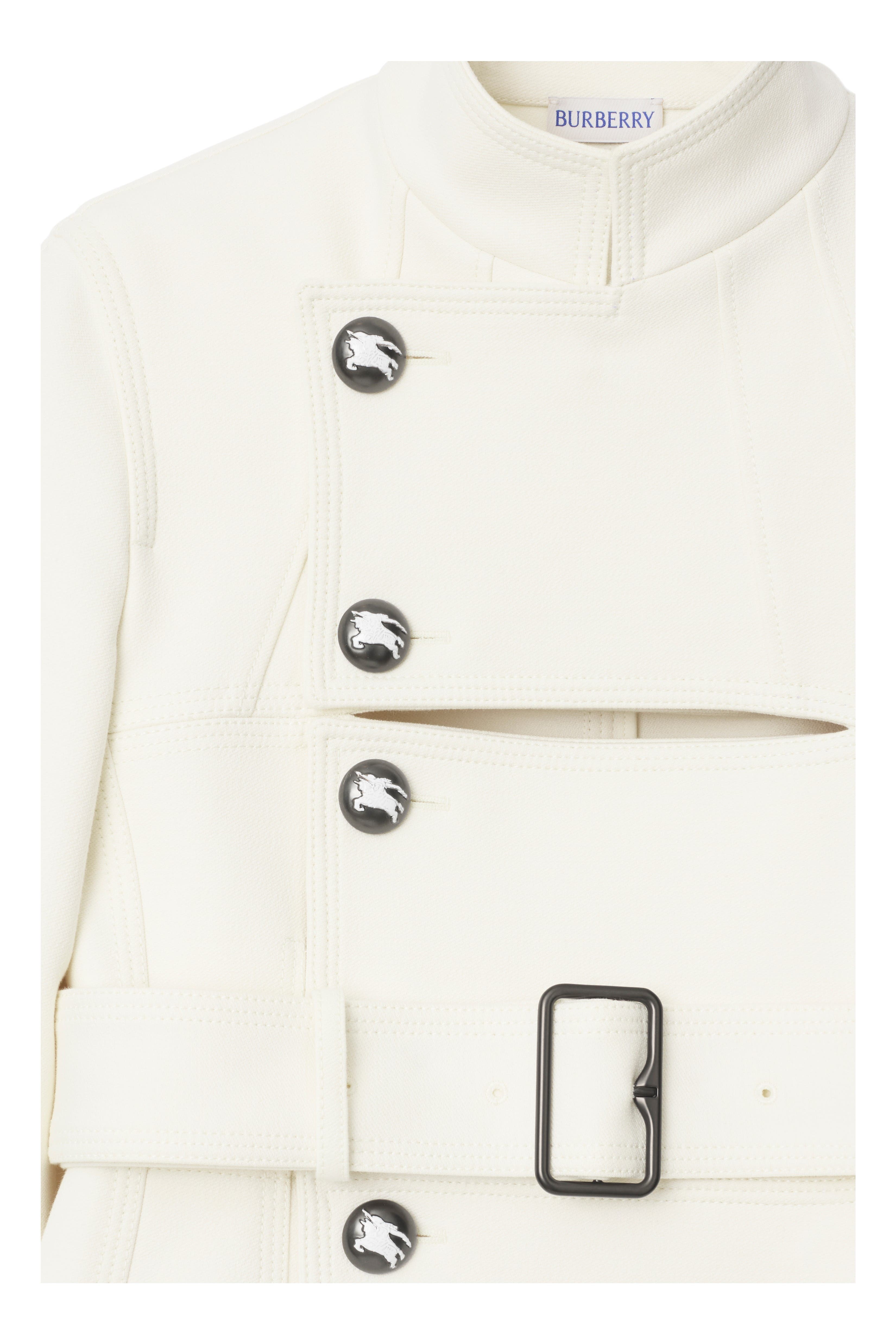 burberry Stretch Cotton Blend Tailored Jacket in Off White at Nordstrom - 6