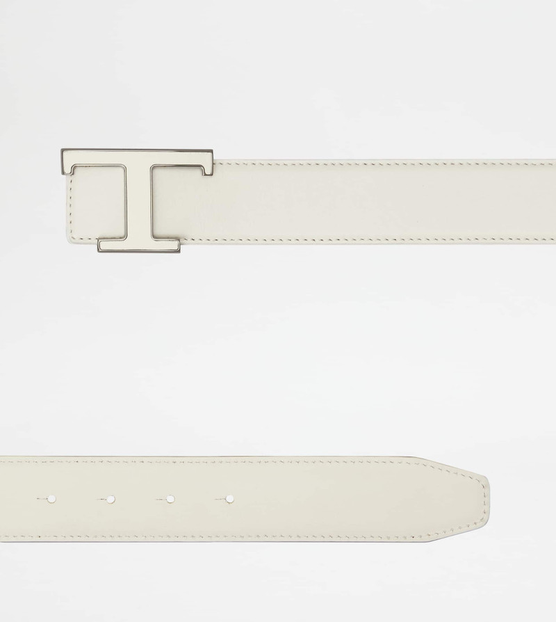 T TIMELESS REVERSIBLE BELT IN LEATHER - WHITE 3