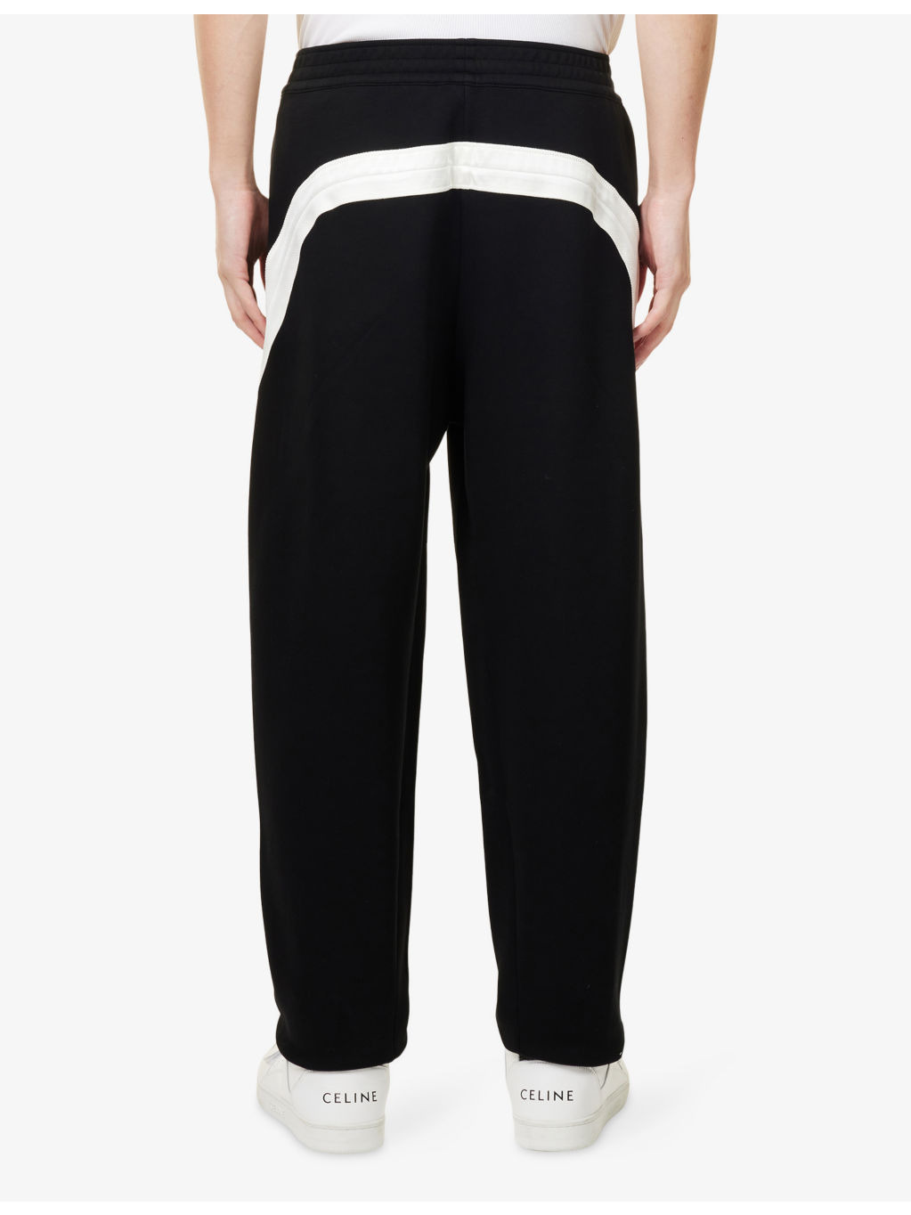 Open Seam Contrast Cotton-Jersey Jogging Bottoms - 4