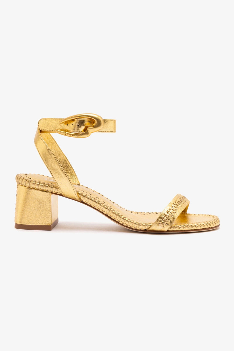 Verona Block Sandal In Gold Metallic Leather 1