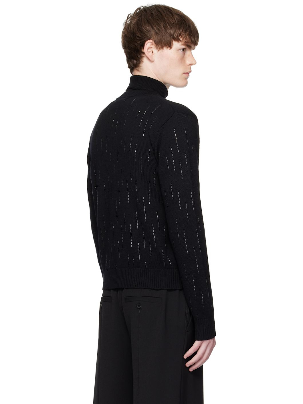 Black Embellished Rain Appliqué Cardigan - 3