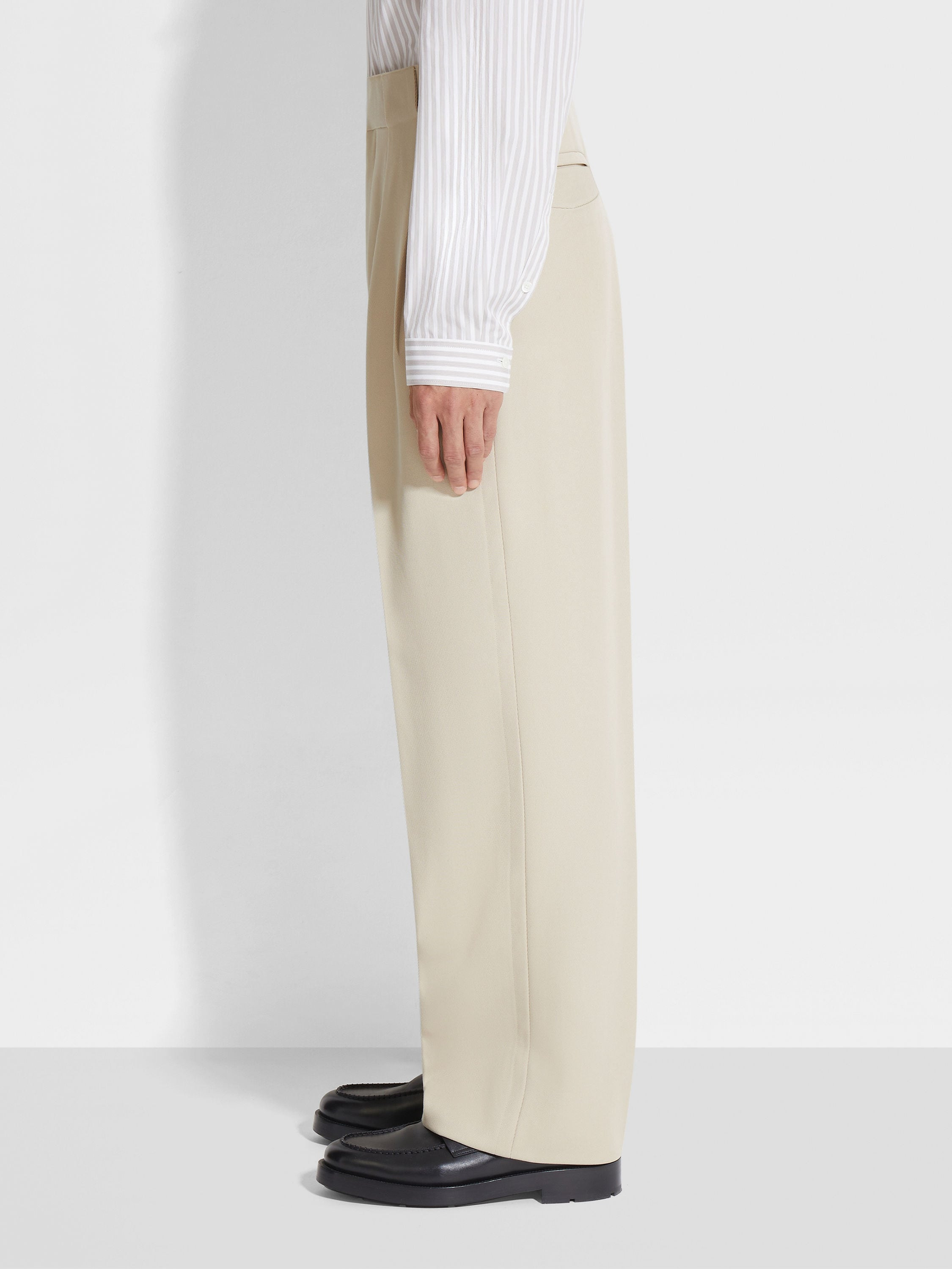 LIGHT BEIGE WOOL PANTS - 4
