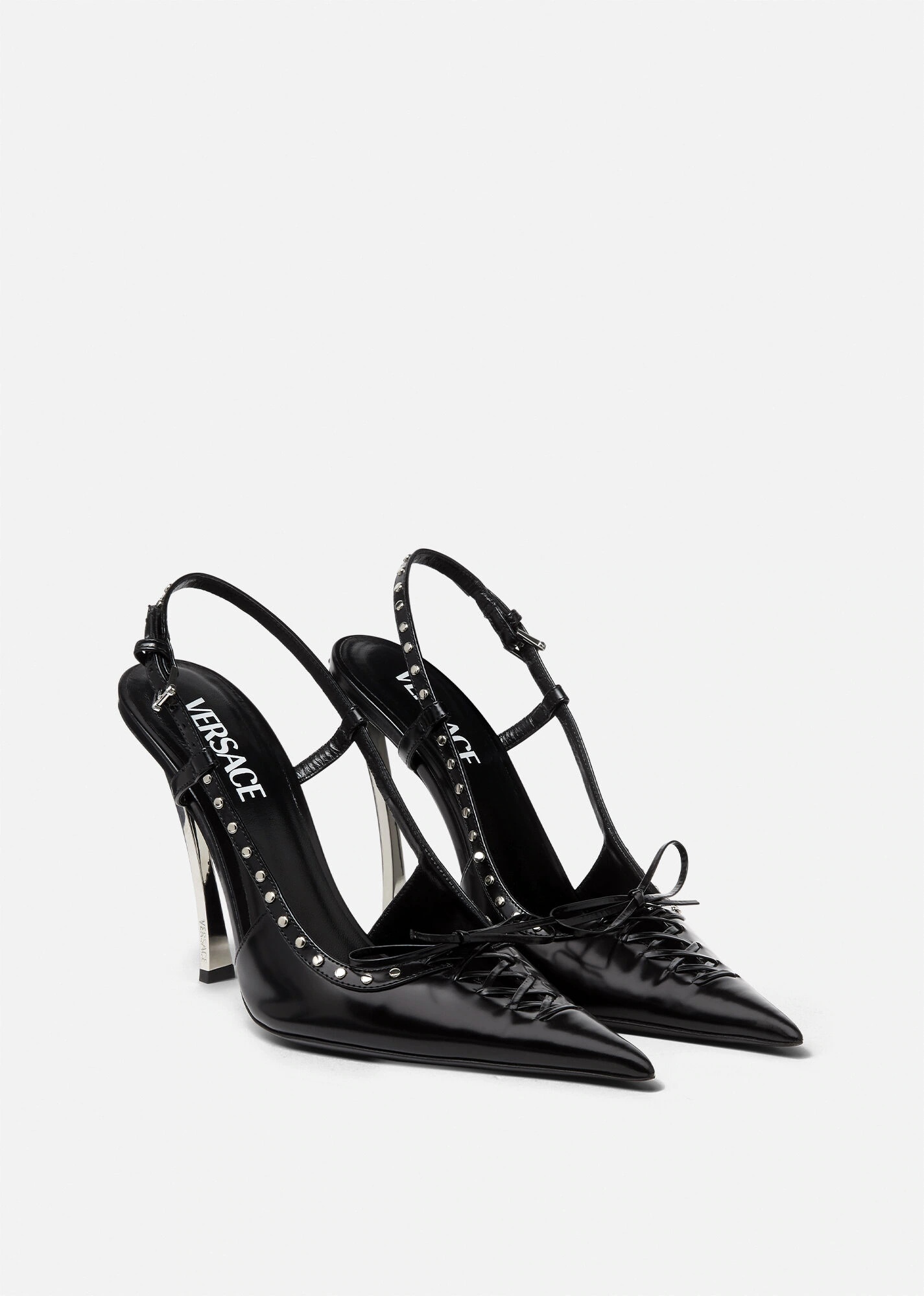 Laced Pin-Point Slingback Pumps - 2