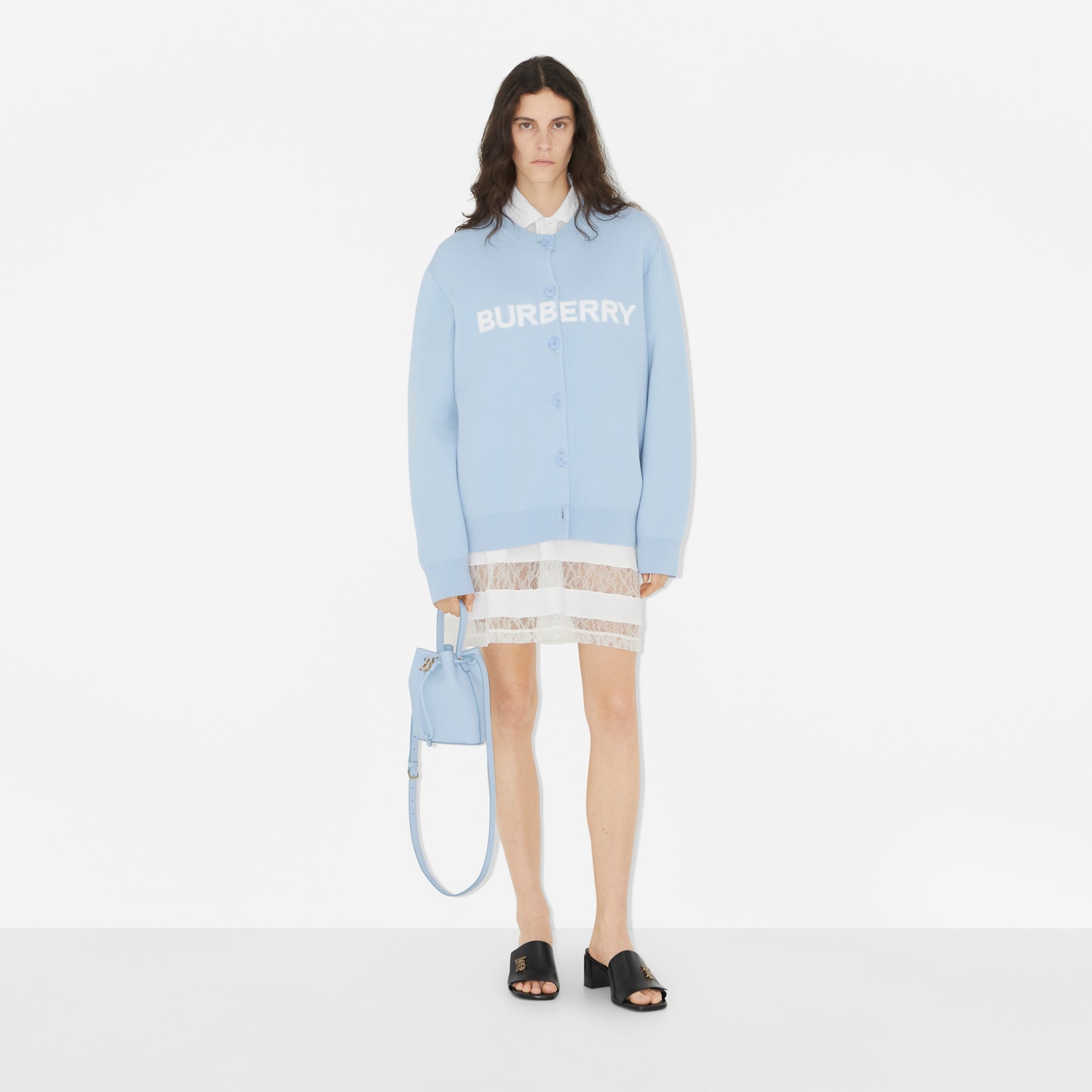 Grainy Leather Mini TB Bucket Bag - 4