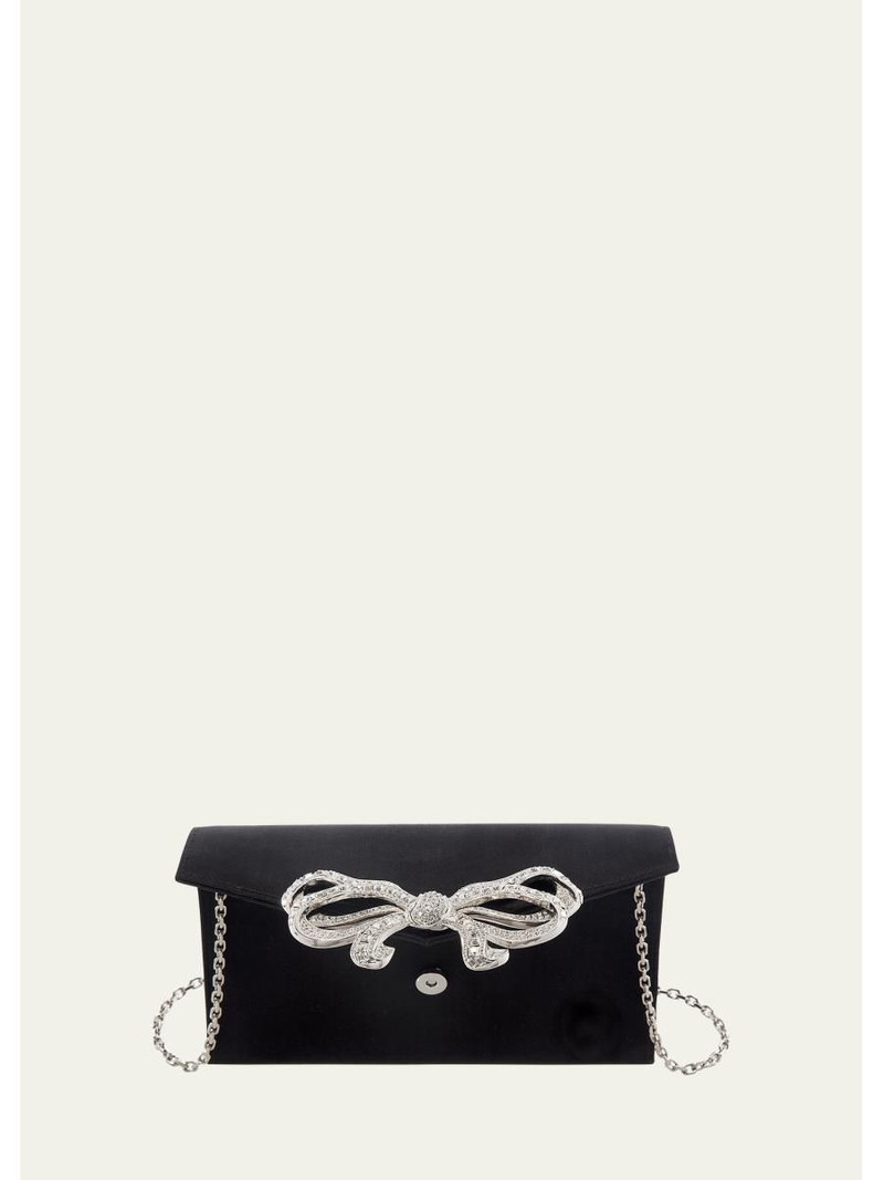 Crystal Bow Satin Envelope Clutch Bag 3