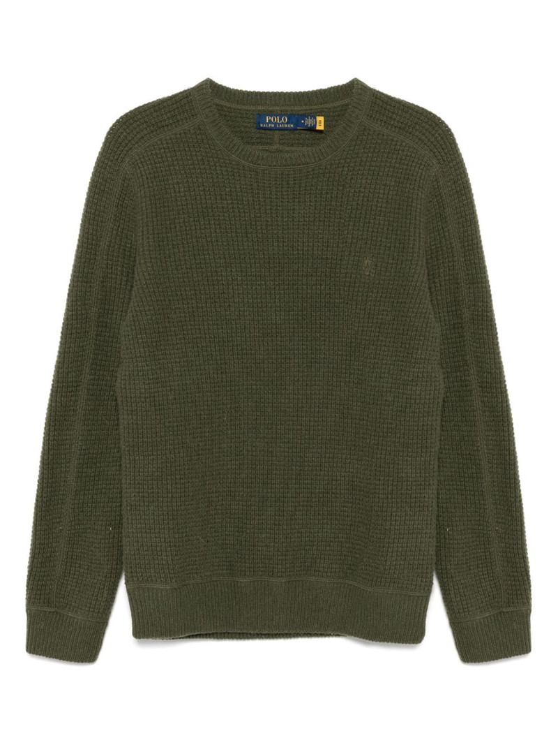 waffle-knit crew neck jumper 1