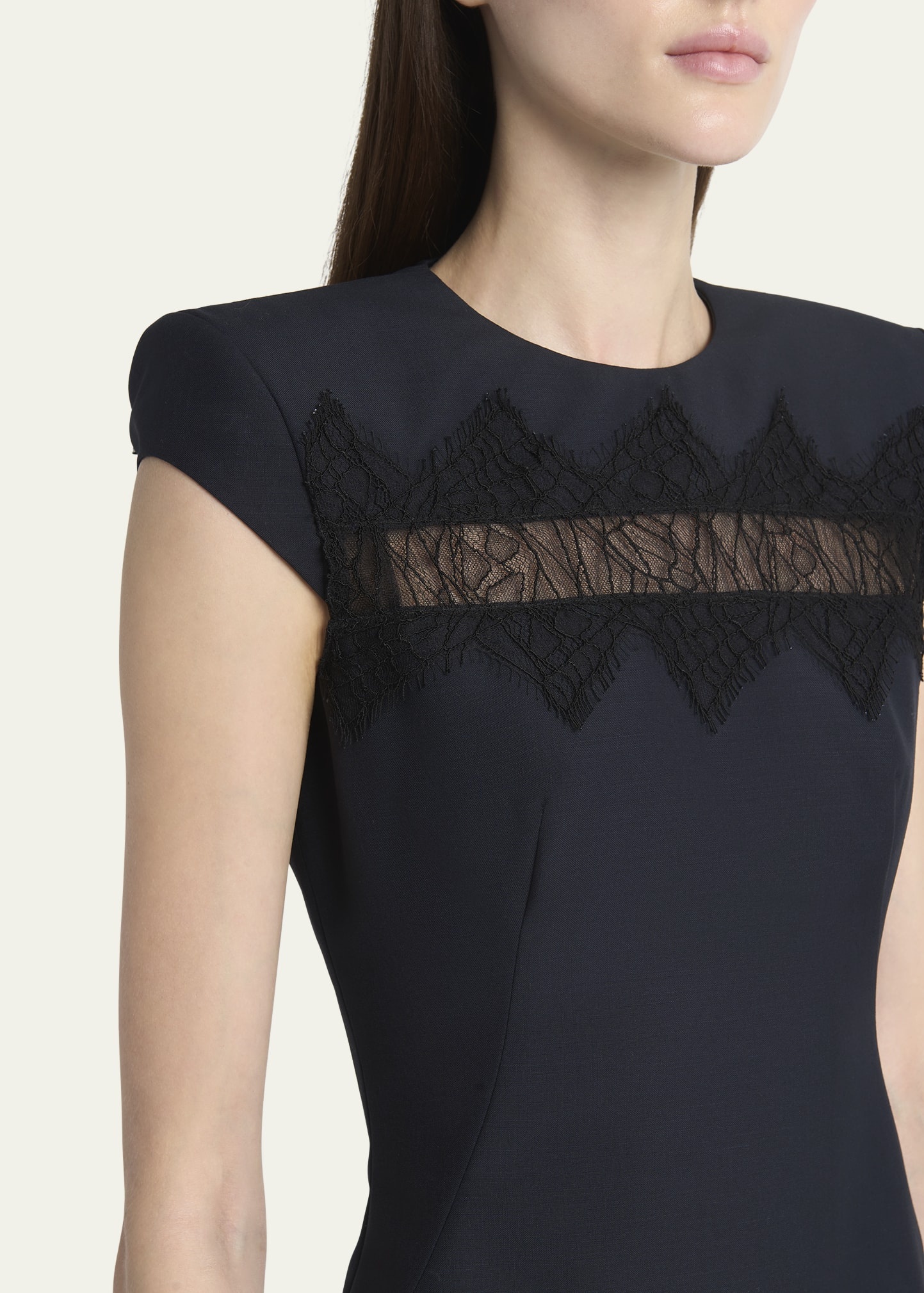 Spider Lace Cap-Sleeve Wool Mohair Midi Dress - 5