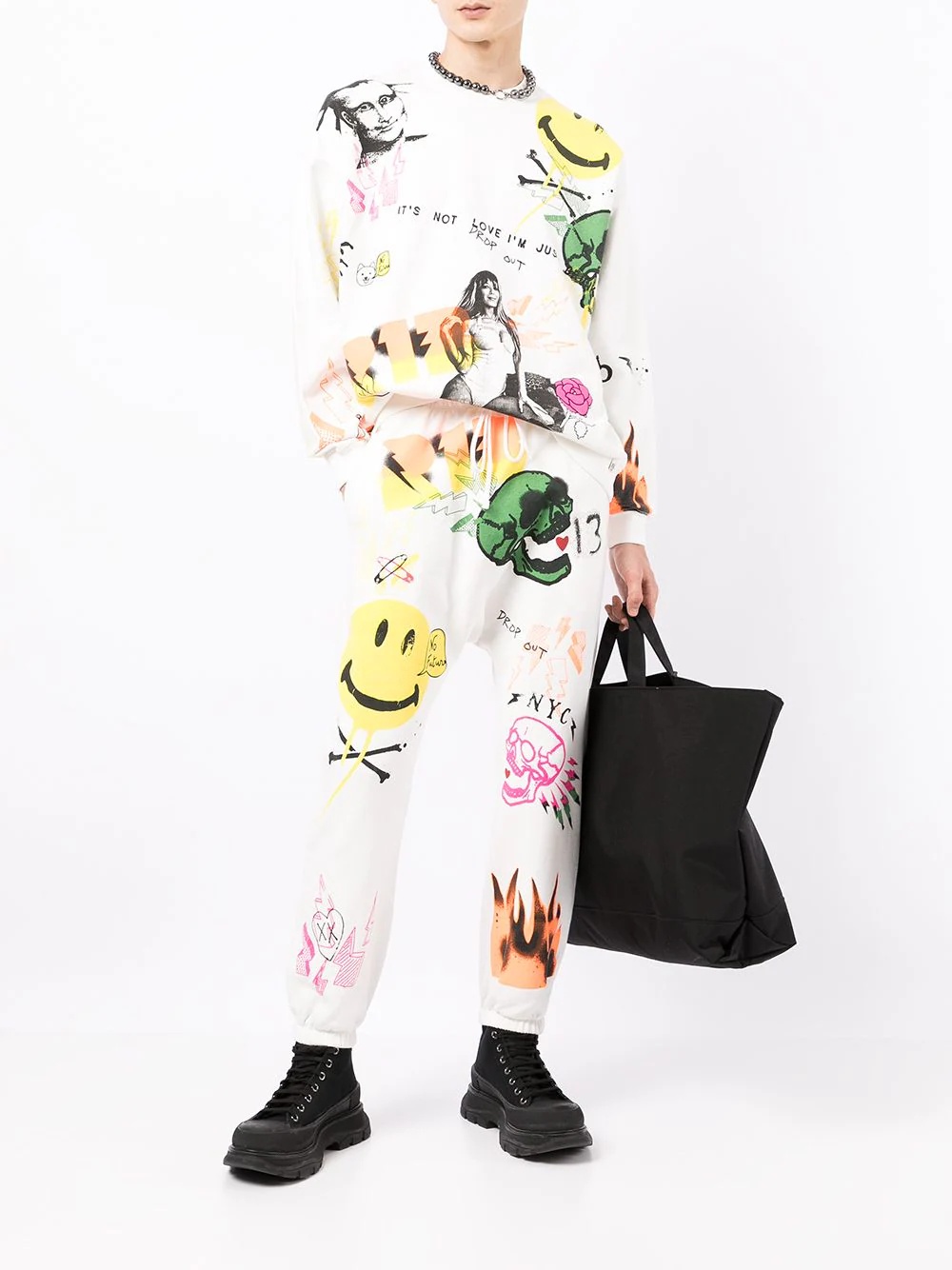 graffiti-print track pants - 2