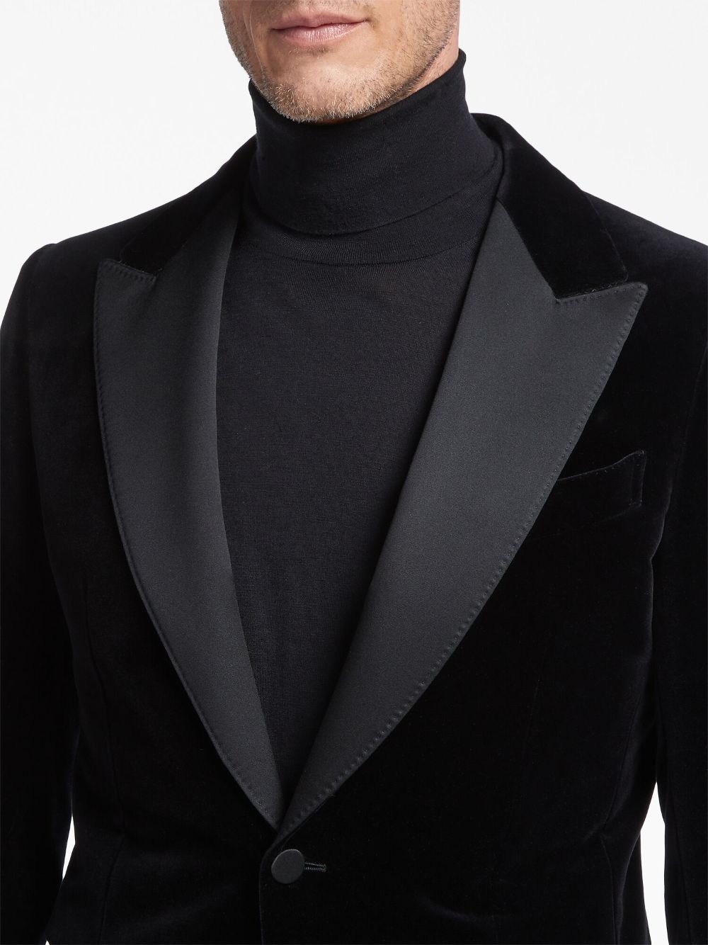 single-breasted velour blazer - 5