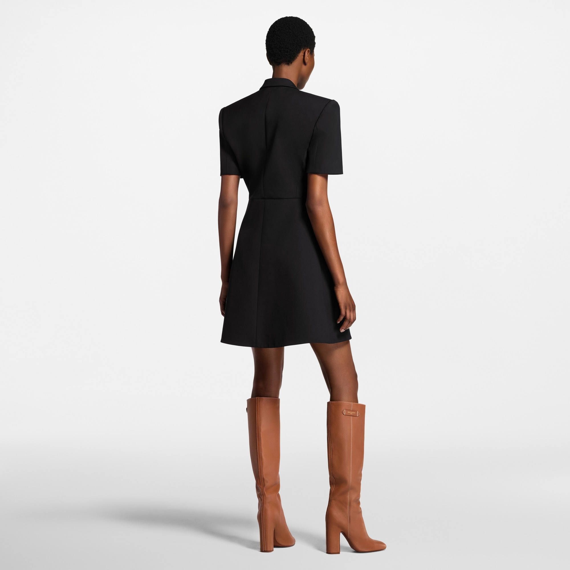 Short-Sleeved Tailored Wrap Dress - 5