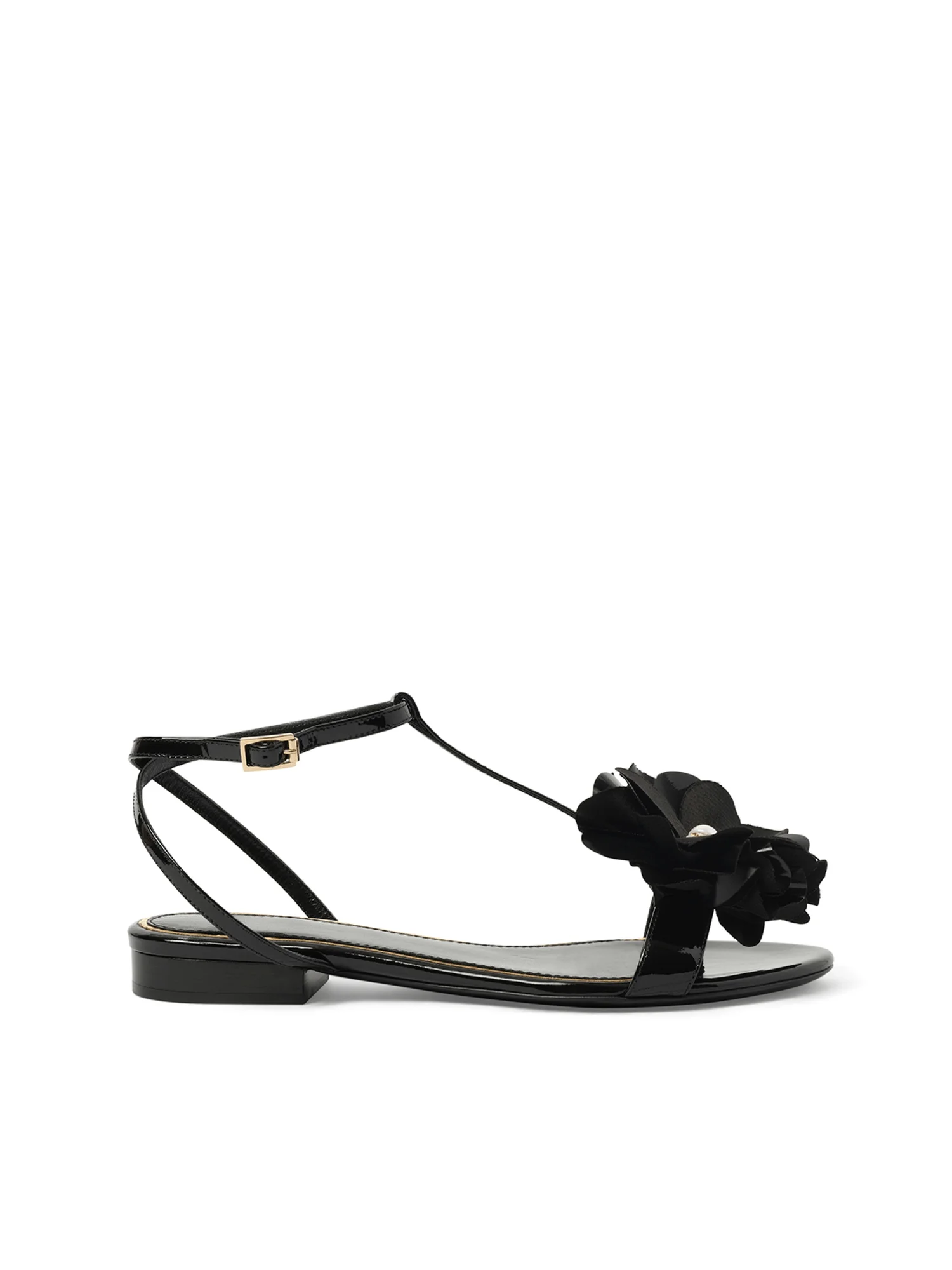 Flat Sandal in Black - 1