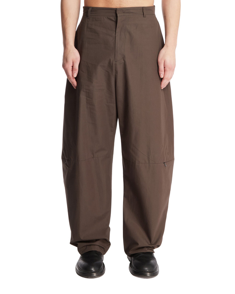 Brown Barrel Zip Trousers 1