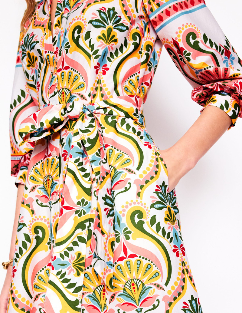 Clara Cotton Shirt Dress-Multi, Ornamental Floral 4