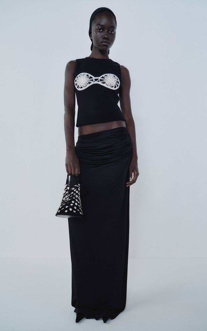 MAGDA BUTRYM Embroidered Sleeveless Cotton Top black outlook