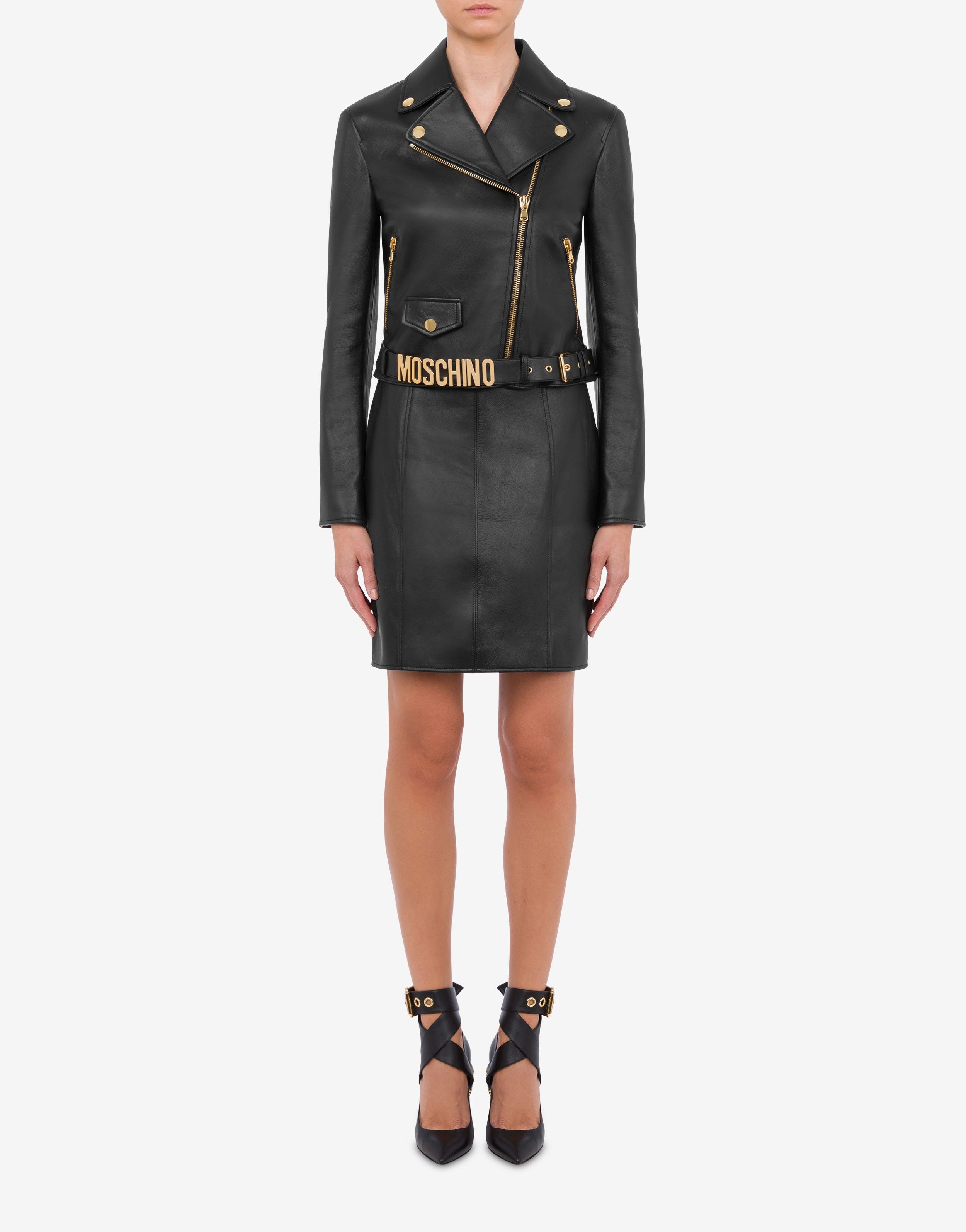 LETTERING LOGO NAPPA LEATHER BIKER JACKET - 2