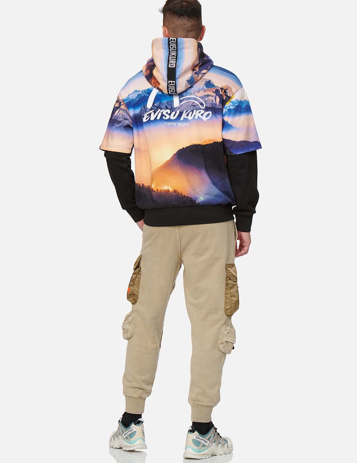 Digital Print Mock 2-in-1 Hoodie - 2