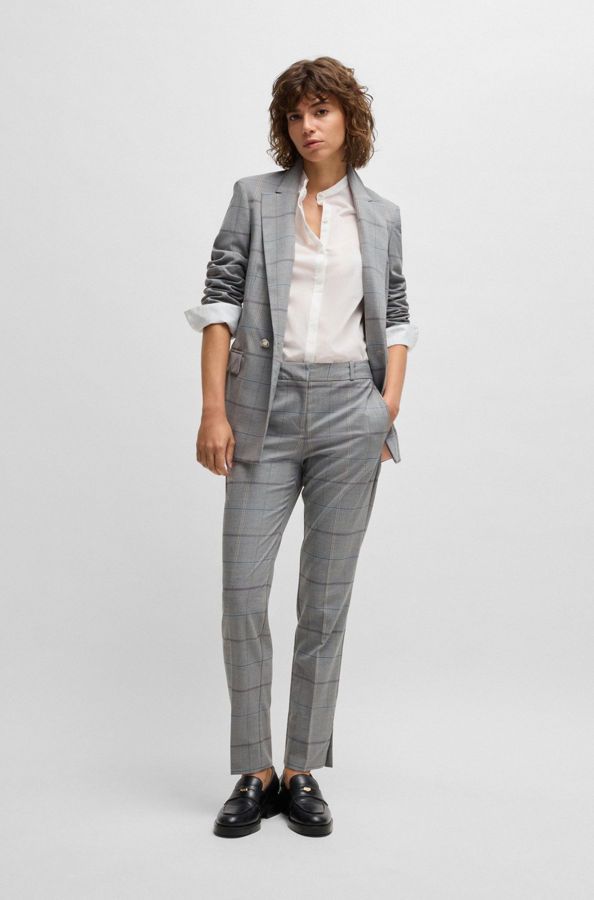 FORMAL TROUSERS IN CHECKED STRETCH FABRIC - 3