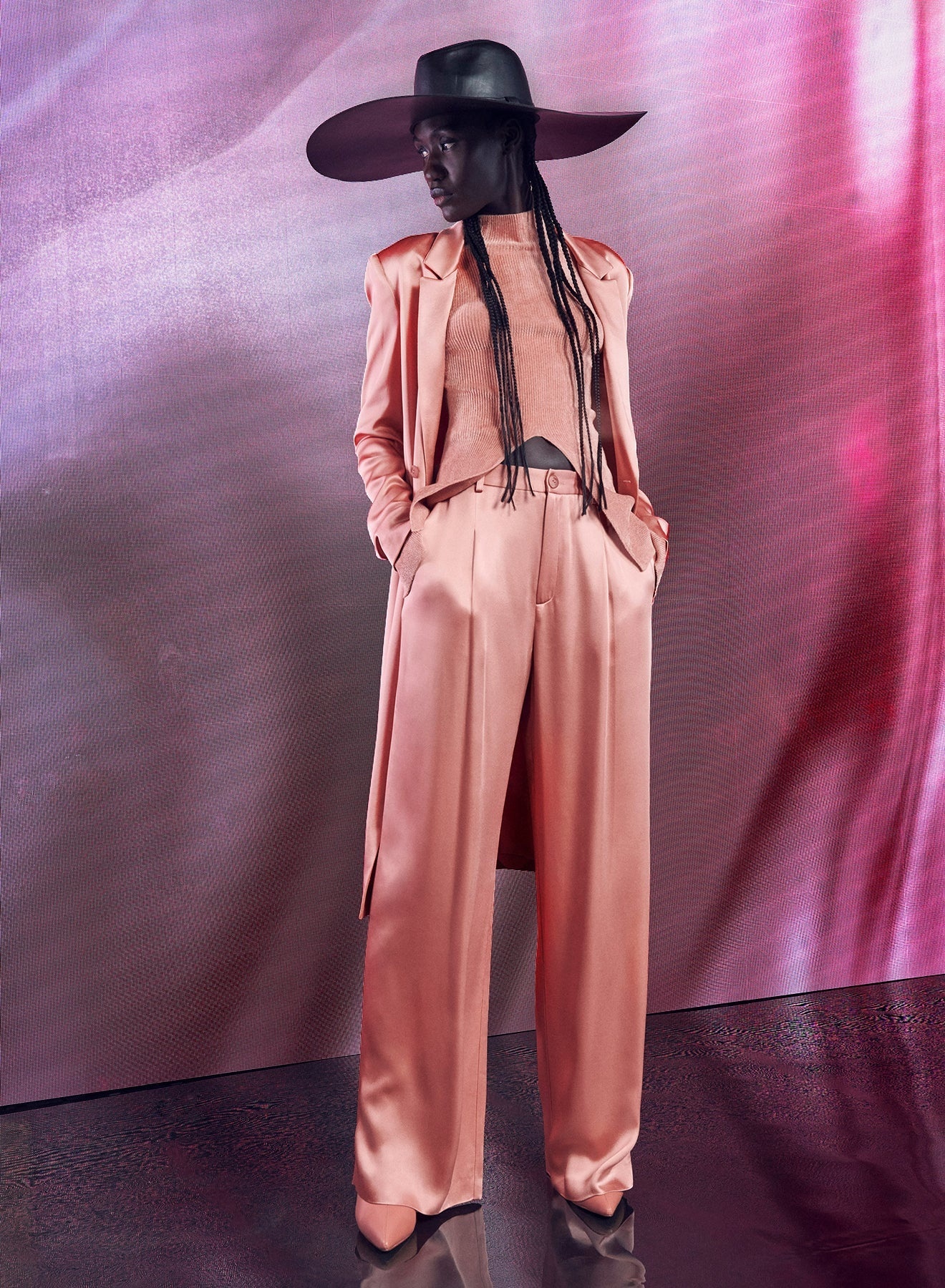Satin Relaxed Pleated Pant - 1