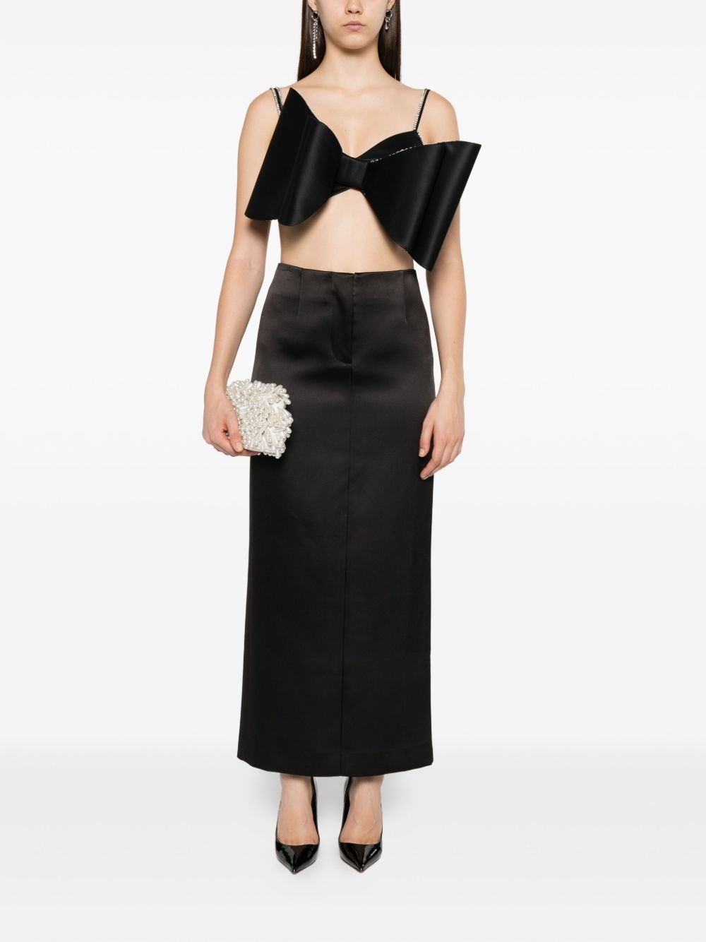 bow-detail crystal-embellished top - 2