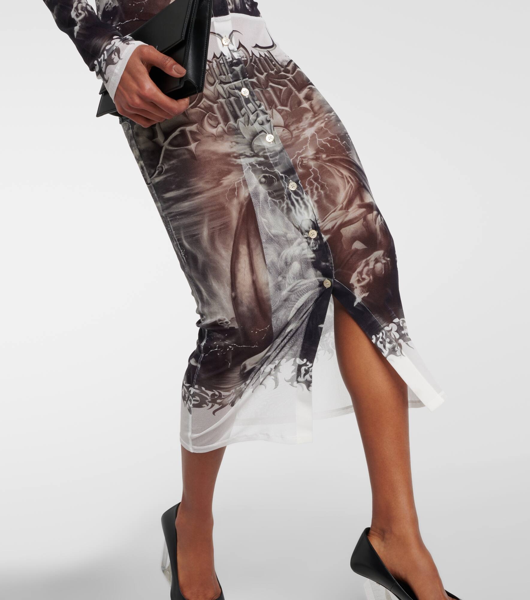 Printed mesh shirt dress - 5