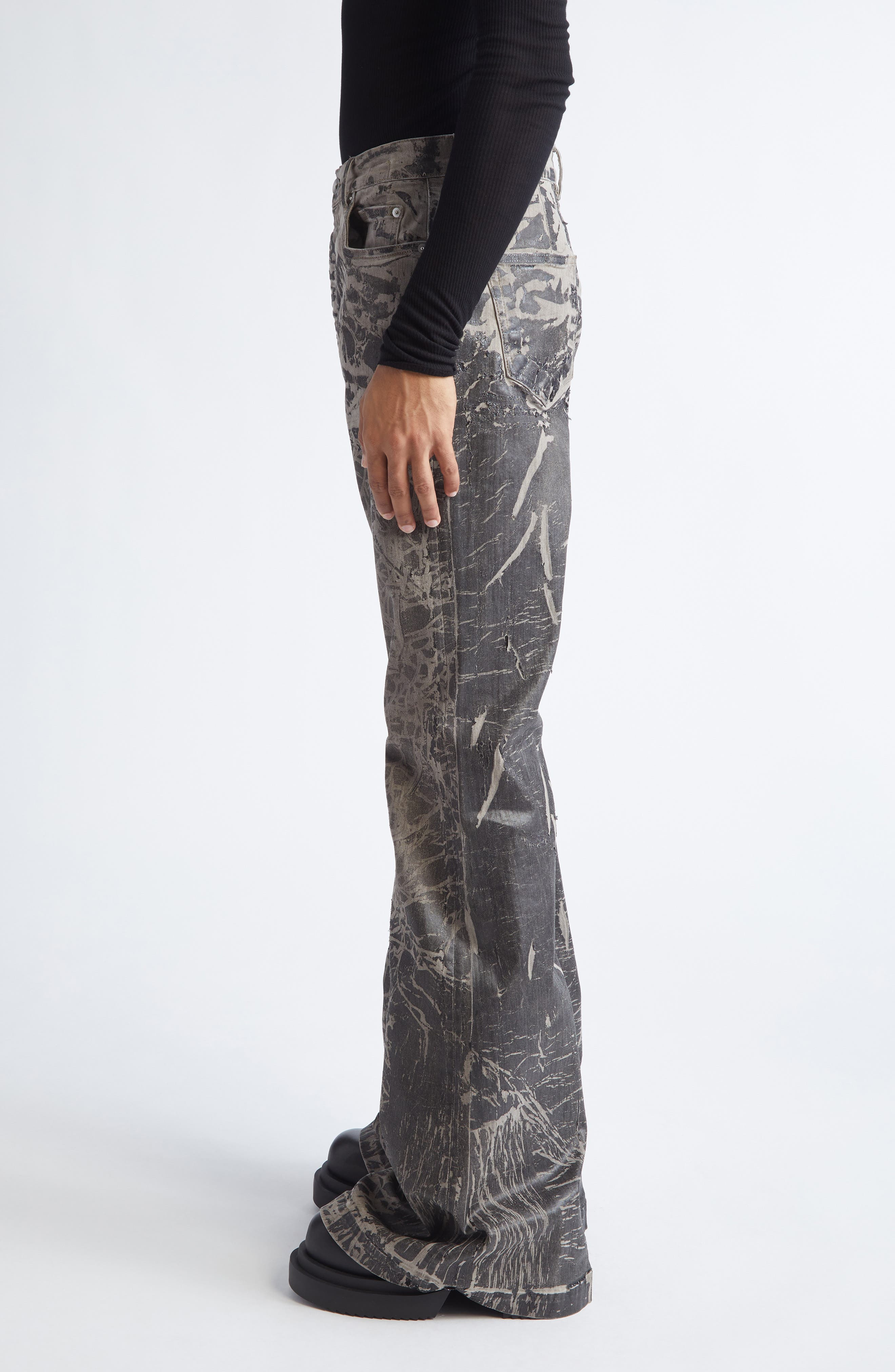 Rick Owens DRKSHDW Bolan Bootcut Jeans in Black Washed Foil at Nordstrom - 4