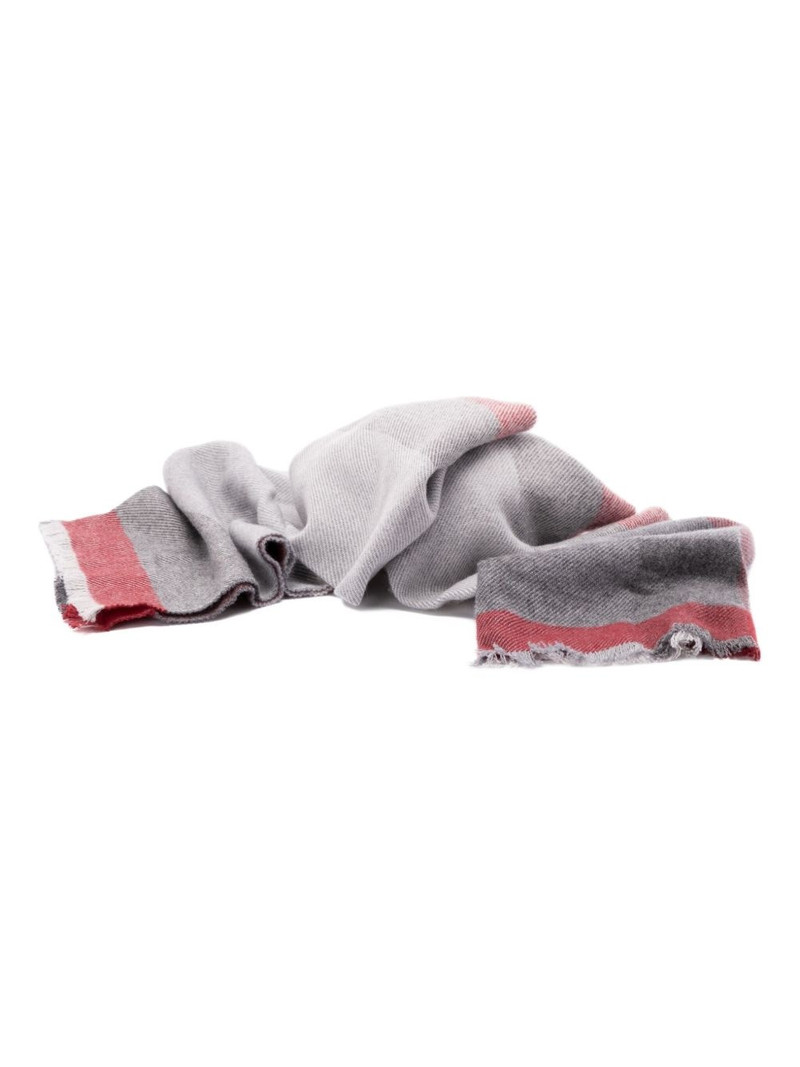 Brunello Cucinelli checked frayed-edge scarf outlook