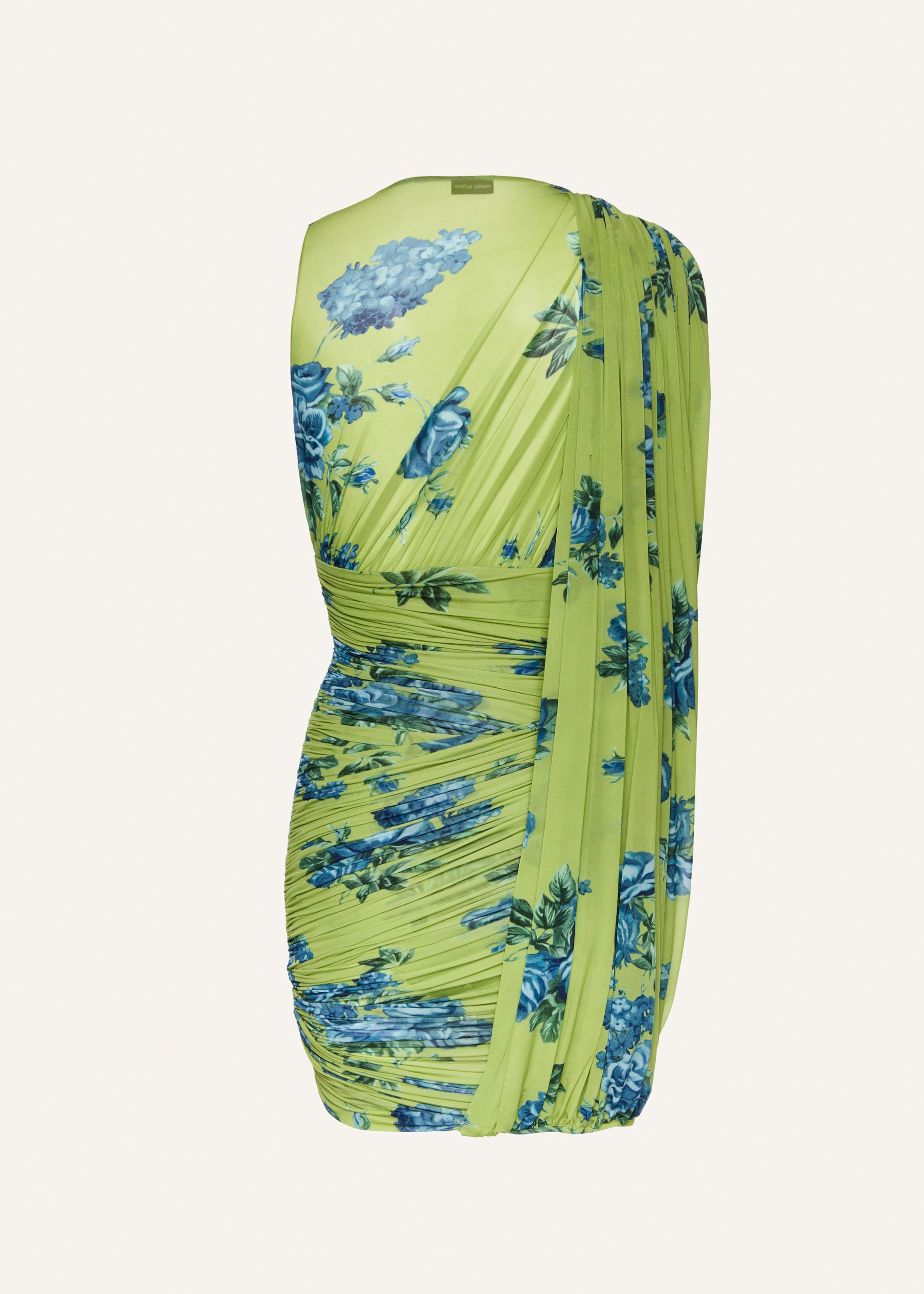 Sheer draped mini dress in green print - 2