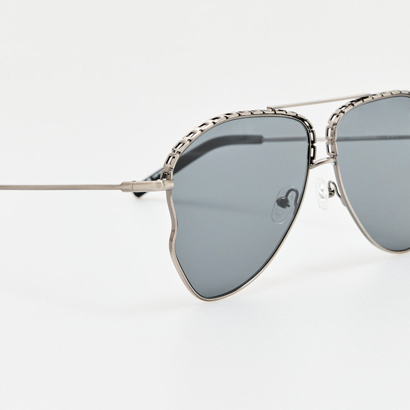 Kika Mendoza Sunglasses in Antique Silver and Grey 4