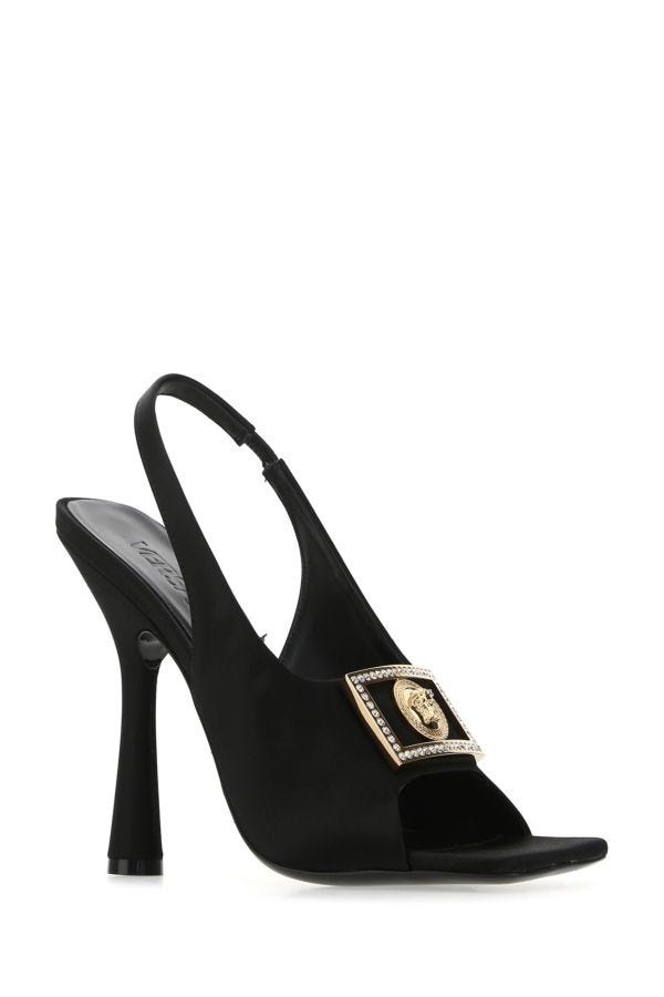 Versace Woman Black Satin Sandals - 2