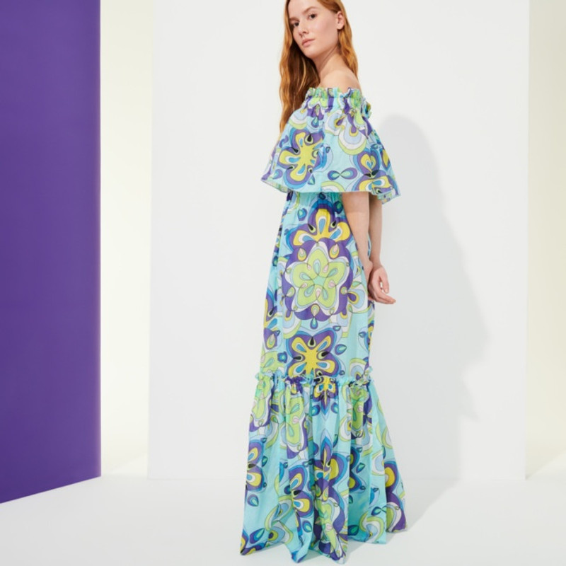 Women Cotton Off the Shoulder Long Dress Kaleidoscope 5