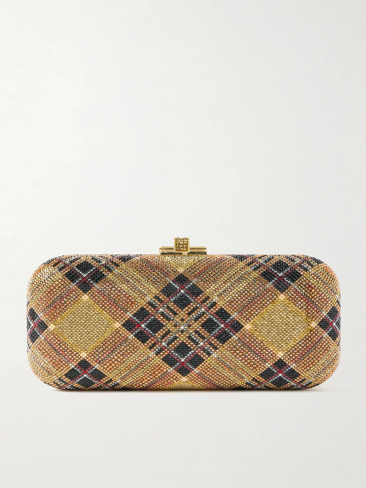 Long Slide Crystal-embellished Gold-tone Clutch - 1
