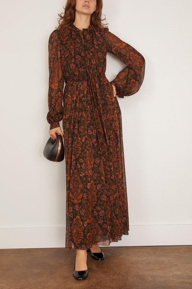 GIAMBATTISTA VALLI Paisley Dress in Brown outlook