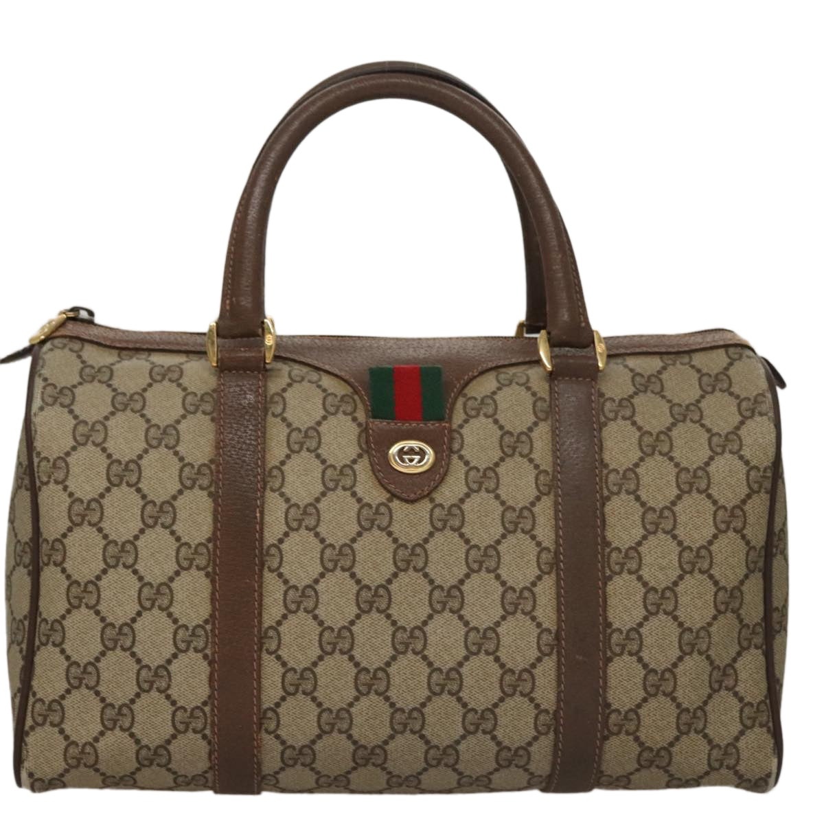 GUCCI GG Supreme Web Sherry Line Hand Bag Pvc Beige Gold 40 02 007 - 13