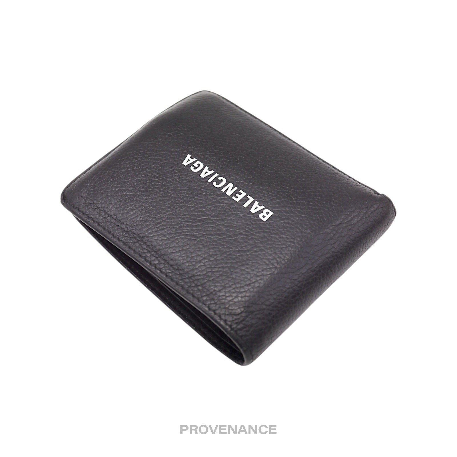 Balenciaga Logo Bifold Wallet - Black Leather - 3