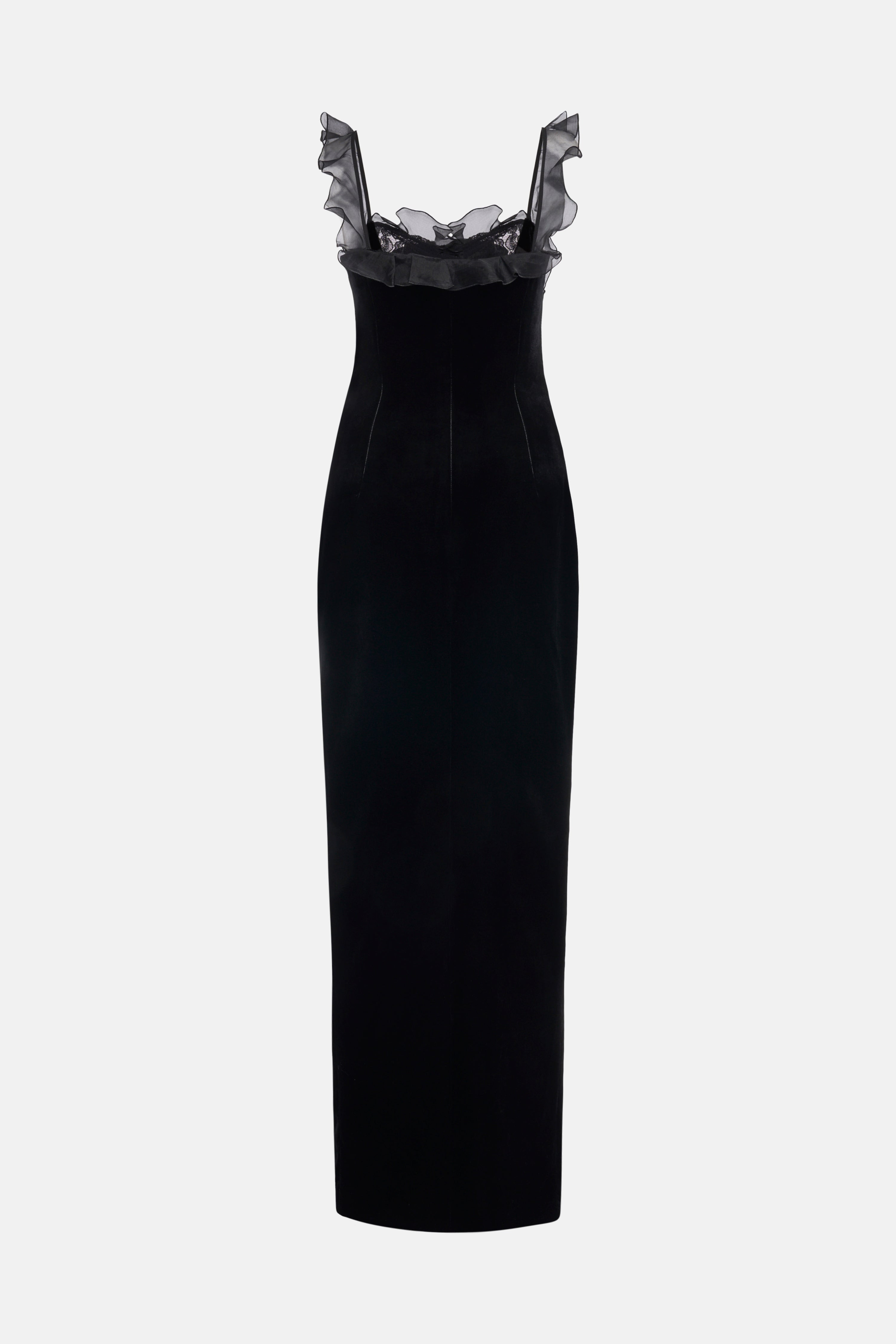 VELVET DRESS WITH LACE BUSTIER - 2