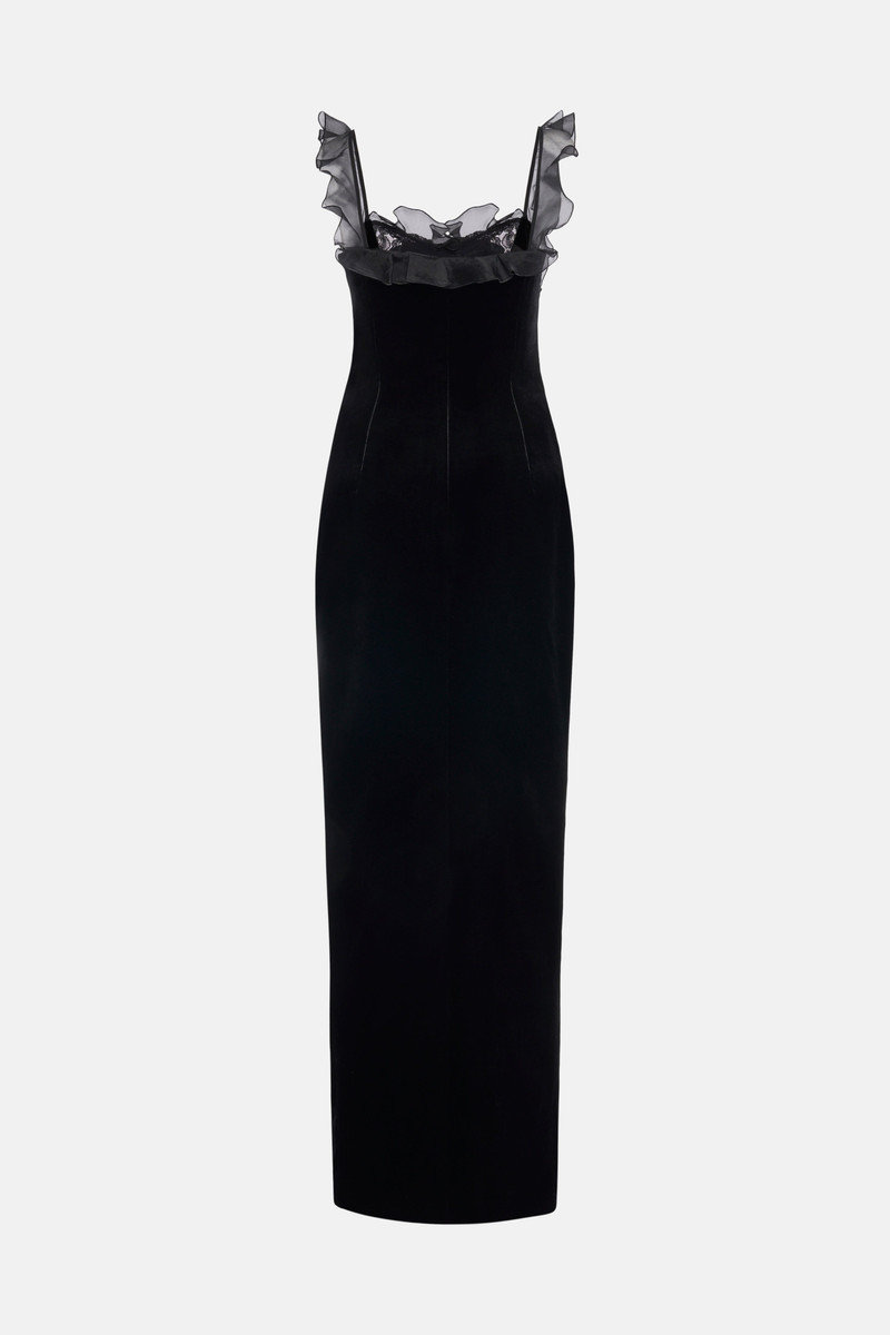 VELVET DRESS WITH LACE BUSTIER 2