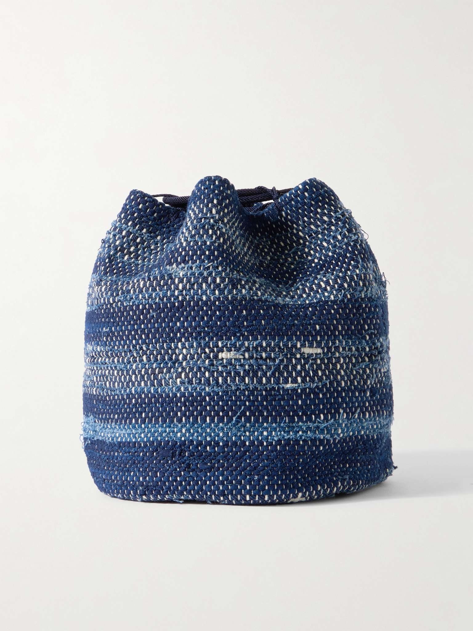 Indigo-Dyed Striped Cotton Drawstring Pouch - 3